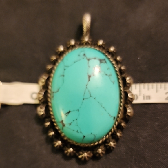 Lucky Brand Blue and Silver Pendant with Faux Turquoise Stone - Picture 3 of 6